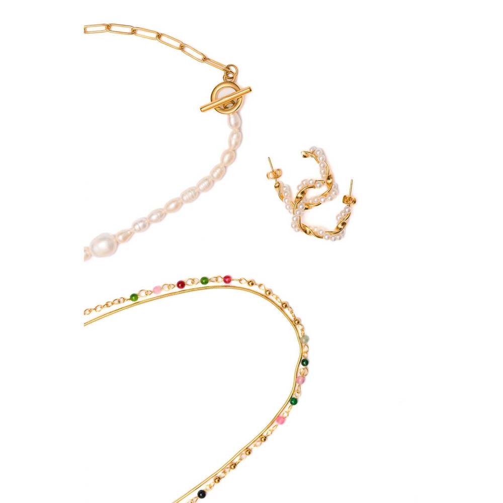 NEW 123 AMORE women's perfect in pearls jewelry bundle in gold